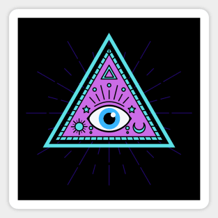 All Seeing eye - light blue and purp with blue eye Magnet